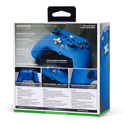 PowerA Enhanced Wired Controller for Xbox Series X|S - Blue, Officially Licensed for Xbox - color: Blue