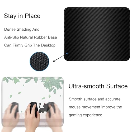 Cute Black Cat Square Mouse Pad,Anime Cat Mouse Pads for Wireless Mouse Desk Accessories,10"X8" Travel Mousepad with Non-Slip Rubber Base, Stitched Edge Mouse Pads for Desk,Computers,Laptop,Office - color: S-14