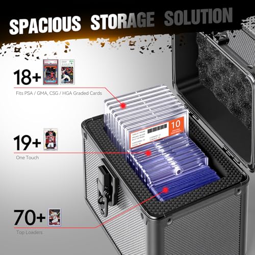 Graded Card Storage Box, Top Loader Boxes, Sports Trading Card Storage Case, Slab PSA/GMA/CSG/SGC/HGA Magnetic Holder, Baseball Football Card Case, Holds 70+ Cards - size: M