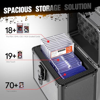 Graded Card Storage Box, Top Loader Boxes, Sports Trading Card Storage Case, Slab PSA/GMA/CSG/SGC/HGA Magnetic Holder, Baseball Football Card Case, Holds 70+ Cards - size: M