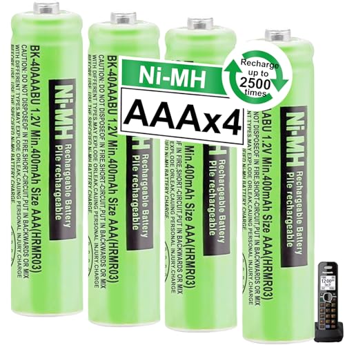 OSIM 4Pack BK-40AAABU Ni-MH AAA Rechargeable Batteries 1.2V AAA Ni-MH Rechargeable Batteries 400mah for Panasonic Cordless Phones, Remote Controls, Electronics - size: SL400-4 PCS