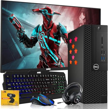 Dell Desktop PC Gaming Bundle - Core i7, 16GB RAM, 512GB SSD, 27-inch Monitor, GT 1030, RGB Keyboard with AI-Enabled Copilot Key, Mouse, RGB Headphone, Webcam, Wi-Fi, Win 11 Home (Renewed) - size: 27 Inch, style: GT 1030