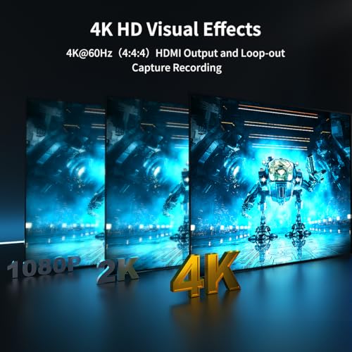 4K@60fps Capture Card, Yinker 2K@144fps 1080p@240fps Video Capture Card, HDR & VRR Capture and Loop-Out, No Latency for Live Streaming, Gaming, Camera, Switch, Xbox and PS5