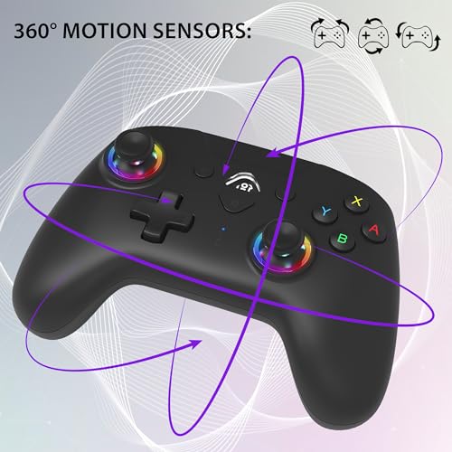 SUBSONIC Switch and Switch 2 Wireless Controller - LED Pro controller Black | Pro Controller Gamepad for Nintendo Switch 2 and Nintendo Switch, Ergonomic, Programmable LED, Vibration Function, Gyroscope - color: Black