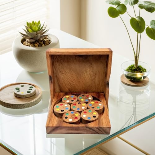 Circles Color Match challenging Wooden IQ Puzzle Fun Play Brain Teaser Game for Adults and Teens - style: Circles Color Match