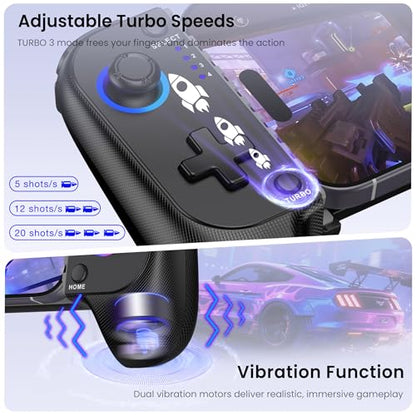 AXYBCOOL Mobile Wireless Phone Controller for iphone/Android with Hall Joystick, Mobile Game Controller with Phone Case Support