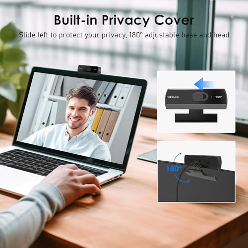1080P Webcam with Built-in Microphone, W2N Web Cam, Privacy Cover, 75° FOV, Noise Cancellation, Plug & Play Web Camera for Computer, USB Webcam for Pc, Laptop, Desktop, Mac