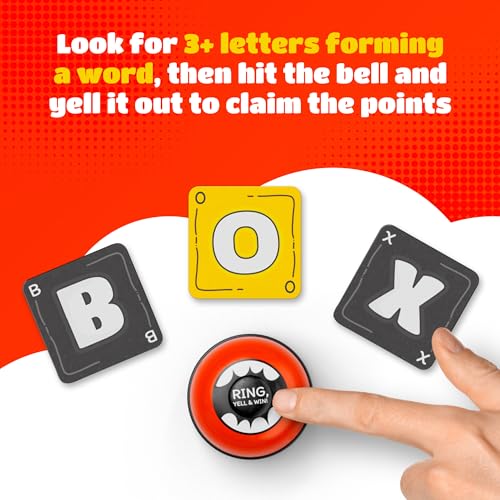 Yell Spell Word Game, Race to Ring The Bell in Fast Competitive Letter game with engaging wordplay. Card Games for Game Nights, Easy to learn Teen Party Games & Adults Board games for 2 - 6 Players