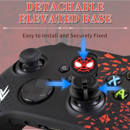 Anti-Slip Silicone Controller Skin Kit only for Xbox Series S/X | Controller Case with 2 Thumb Grip Cover & 2 Elevated Base - color: Red and Black