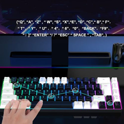 XUMIUZIY Membrane Wired Gaming Keyboard, RGB Backlit Membrane Gaming Keyboard, 68 Keys Linear Mechanical Feel Keyboard Ergonomic, USB Computer Keyboard for Office Home Game (White Black) - color: White Black