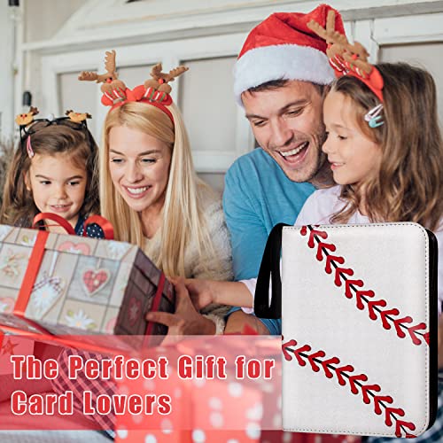 Baseball Gifts Cards Binder with Sleeves - 9 Pocket, Double Sided, 50 Removable Sleeves, Collectible 900 Cards - Zip Trading Card Collection/Collector Albums/Folder for MTG, TCG, Sport Cards - color: White - 900 Pockets