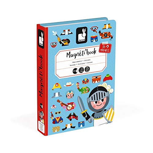 Janod - MagnetiBook 45 pc Magnetic Boys Costumes Dress Up Game - Travel Entertainment - Encourages Imaginative Play - Boosts Creativity and Confidence - Enhances Fine Motor Skills | Travel Entertainment - Enhances Fine Motor Skills - Boosts Creativity and