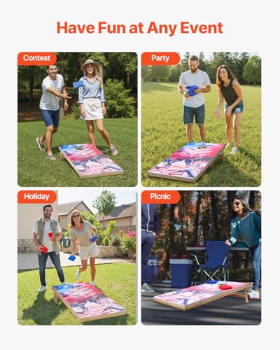VEVOR Cornhole Set 4x2 ft Corn Hole Game Boards Wood Portable Toss Board - size: 4x2 FT