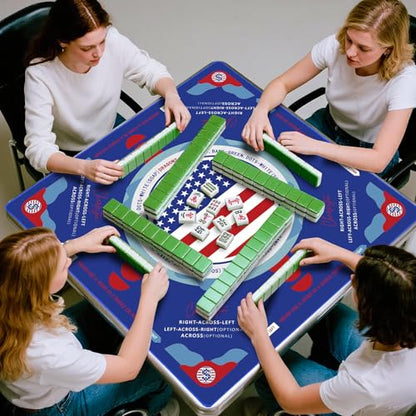 31.5 Inch American Mahjong Mat for Table, Non-Slip & Noise Reduction Gaming Mat with Drawstring Bag, Perfect for Poker, Board Games, Card Games, Tile Games, and Dominoes - color: American Flag