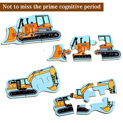 Magnetic Puzzles for Kids Ages 3-5, Travel Toddler Excavator Puzzle Toy | Refrigerator Magnet Game for Ages 4-6, Learning & Birthday Gift for Boys, Car Airplane Road Trip Quiet-Time Activity Toys - style: Engineering vehicle