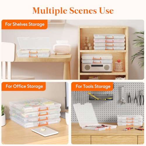 Lifewit Board Game Storage Containers with Handle, 12.2''x10.6'', 6 Pcs | Plastic Secure Latch File Box with Lids& Labels for Paper, Document, Pencil, Puzzle, Card Organization, Classroon Must Have - size: 12.2x10.6''