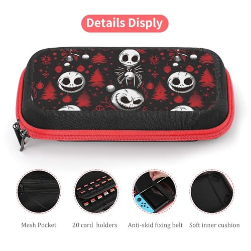 Switch Carrying Case Christmas Horror Switch Game Case with 20 Games Cartridges Hard Shell Travel Protection Storage Case for Console & Accessories