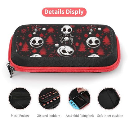Switch Carrying Case Christmas Horror Switch Game Case with 20 Games Cartridges Hard Shell Travel Protection Storage Case for Console & Accessories