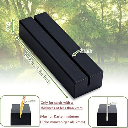 10Pcs Wooden Place Card Holders Black, Wood Photo Picture Card Holders for Weddings Banquets and Parties, Beech Table Number Holder Stands, Wood Menu Holder for Restaurants - size: 10 Pcs-Black- Slots 2mm