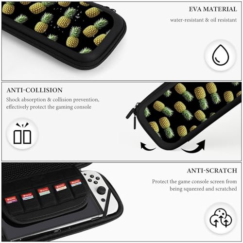 PPIKTC Travel Hard Shell Carrying Case for Switch, Shockproof Protective Storage Bag with 15 Game Cartridges, Upside Down Pineapple Tropical Fruits - color: Design (340)