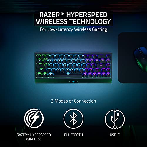 Razer BlackWidow V3 Mini Wireless Mechanical Gaming Keyboard, Yellow Switch | Linear & Silent, Phantom Pudding Keycaps, Snap Tap, 200 Hr Battery - color: Yellow Switches - Linear & Silent, size: BlackWidow V3 Mini - Phantom Edition, style: Keyboard