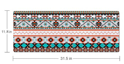 Large Gaming Mouse Pad with Stitched Edges, Colorful Aztec Pattern Desk Mat, Extended XL Keyboard Pad, Non-Slip Rubber Base Desk Pad for Keyboard and Mouse, 31.5X11.8 inch - color: Colorful Aztec Pattern