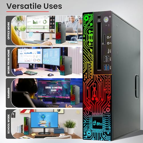 BTO RGB Gaming Desktop PC – Intel i5 8th Gen Processor – 16GB Ram – 512GB SSD – GeForce GT 1030 DDR5 – 22 inch Monitor – WiFi – Windows 11 Pro – Computer Tower for PC Gamer (Renewed)