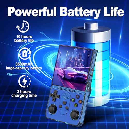 S600 Retro Gaming Console, Retro Handheld Console 4.0'' Screen Linux System, 64G TF Card, Support 30+ Simulators, 3500mAh Rechargeable Portable Pocket Arcade - color: Blue