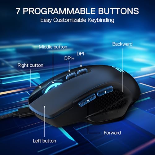 Redragon M695 Wired Optical Gaming Mouse 24000 DPI Remapping Keys | Stable Lag-Free Connection, Smooth Precise Tracking, Programmable Button, Ergonomic Grip Body Comfort