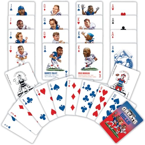 MasterPieces Buffalo Bills Playing Cards - Official NFL Licensed 54 Card Deck, Standard Poker Size Cards, Custom Team Artwork, Durable Cardstock, Buffalo Bills Gifts for Men Game Night Set - style: Buffalo Bills