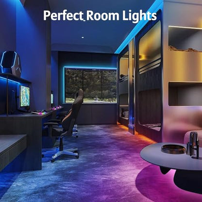 MIHEAL SMD5050 RGB LED Strip 32.8Ft 300LEDs IP65 Cuttable White PCB Kit | White PCB 5050 LED strip for bedroom desk tv background home indoor decoration - size: 32.8FT