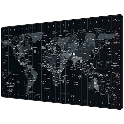 JIALONG Large Gaming Mouse Pad Extended Desk Mat XXL Mousepad with Non-Slip Keyboard Pad for Office Laptop, Computer and PC - 35.4 x 15.7 inches World Map - color: World Map