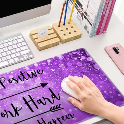 Large Gaming Mouse Pad with Stitched Edges, Inspirational Quotes Desk Mat, Extended Keyboard Pad, Non-Slip Rubber Base Desk Pad, 31.5X11.8 inch Stay Positive Work Hard and Make It Happen - color: Inspirational Quotes