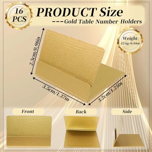 Tinsow 16 Elegant Gold Table Number Holders, Perfect Metal Place Card Stands and Picture Frame Display for Wedding Reception, Anniversary, Birthday Party Decorations