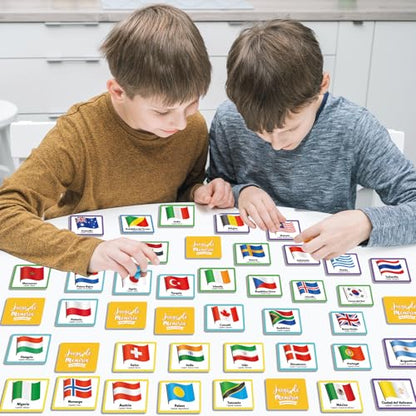 gisgfim 100 PCS Juego de Memoria de Banderas del Mundo en español para niños y adultos Flags of the World Memory Matching Games in Spanish Educational Matching Game Fun Fast Memory Game Gift Learning - style: Flags of the World in Spanish