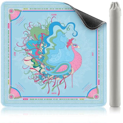 KUNTE Mahjong Mat, Light Blue, 32"x32" | Non-Slip, Quiet, Waterproof, Foldable, For American Mahjong - color: Light Blue