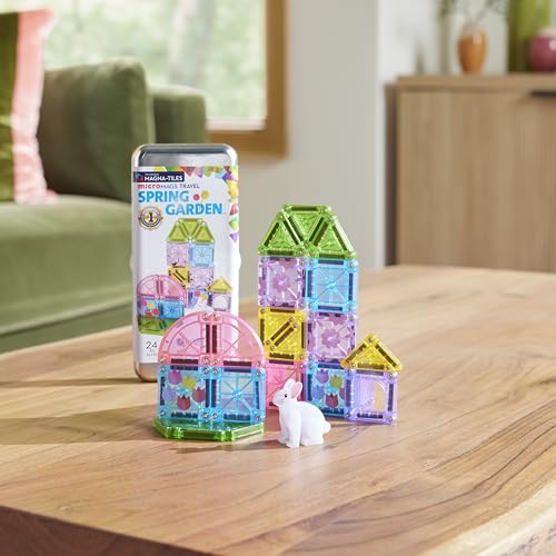 MAGNA-TILES microMAGS 24-Piece Spring Garden Travel Set, The Original Magnetic Building Brand - style: Spring Garden