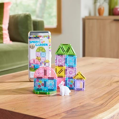 MAGNA-TILES microMAGS 24-Piece Spring Garden Travel Set, The Original Magnetic Building Brand - style: Spring Garden