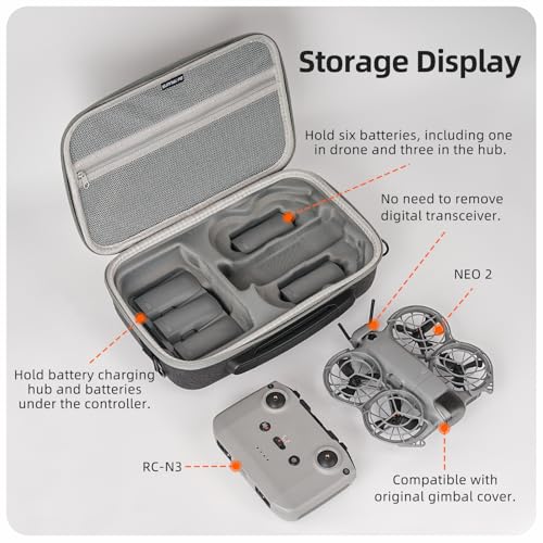 Carrying Case for DJI Neo 2 Fly More Combo Accessories, Portable Travel Shoulder Bag for DJI Neo 2 Drone, RC-N3 Remote Controller and Intelligent Flight Battery