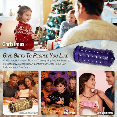 Cryptex Da Vinci Code Numeric, Money Puzzle Box for Cash Gift with Secret Hidden Compartments Birthday Xmas for Men & Women Escape Room Brain Teaser Puzzle Toy Presents (Purple) - color: Purple