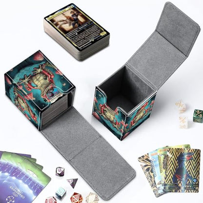 Card Deck Box for MTG Commander Trading Cards with Magnetic Closure,Premium Card Storage Box Case Cover for MTG TCG CCG Magic Cards,Frog Mushroom Weed