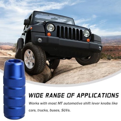 Osilly 3.74 Inch Aluminum Shift Knob with 3 Threaded Adapters, Blue | aluminum alloy construction, ergonomic extended grip, supplied adapters, for manual and select automatic cars, interior parts - color: Blue