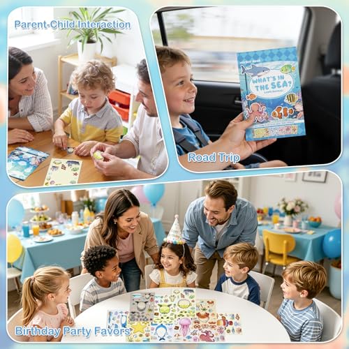 Dizdkizd Ocean Stickers for Kids, Make a Face Sea Animal Sticker Sheets with 10 Faces and 1 Scene Card, Under The Sea Party Favors, Fun Crafts Activities and Classroom Rewards - style: Marine