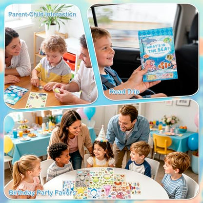 Dizdkizd Ocean Stickers for Kids, Make a Face Sea Animal Sticker Sheets with 10 Faces and 1 Scene Card, Under The Sea Party Favors, Fun Crafts Activities and Classroom Rewards - style: Marine