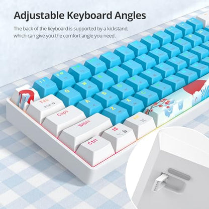 Blue and White Mechanical Gaming Keyboard 60%, 61 Keys Small Wired RGB Keyboard with PBT Keycaps, Anti-Ghosting for Game/Office - color: 61 Blue/Red Switch