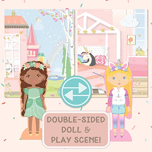 Story Magic Wooden Dress-Up Doll by Horizon Group USA, Dress Up Magnetic Wood Double Sided Doll, Over 40 Outfit and Accessory Pieces, Creative Pretend Play, Perfect for Ages 4+ - style: Rustic