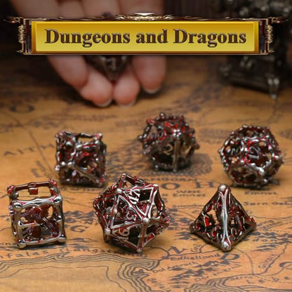 Beholder Dice Set DND, Dragon Eye Dice, ZHOORQI 7PC/Set Polyhedral Dices for Dungeons and Dragons, RPG, Eye Monster DND Gifts（Eye-Blood Red） - color: Eye- Blood Red