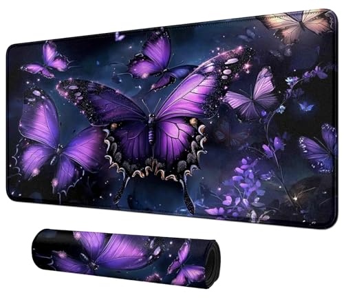 Purple Butterfly with Glittering for MTG & TCG Playmat Mouse Pad,BFDHGQZC 24" x 14" Game Mat for MTG/RPG/CCG Trading Card Game Playmats Table Mat Perfect for Card Games Video Games Computer Office - color: Purple Butterfly With Glittering