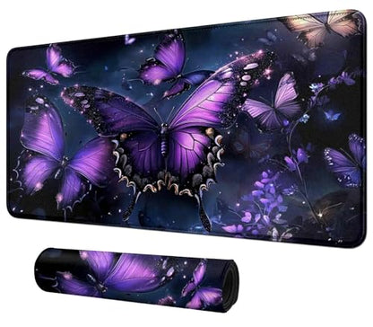 Purple Butterfly with Glittering for MTG & TCG Playmat Mouse Pad,BFDHGQZC 24" x 14" Game Mat for MTG/RPG/CCG Trading Card Game Playmats Table Mat Perfect for Card Games Video Games Computer Office - color: Purple Butterfly With Glittering
