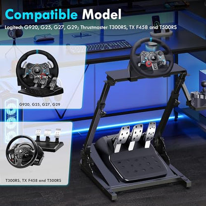 Slendor Racing Wheel Stand for Logitech G29/G920/G25/G27 | Adjustable Height (22-26") & Angle Wheel Stand. Foldable for Space-saving. Steel frame, Anti-slip Rubber Feet